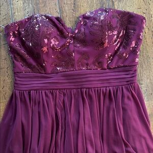 My Michelle Burgundy Sequin Prom Dress